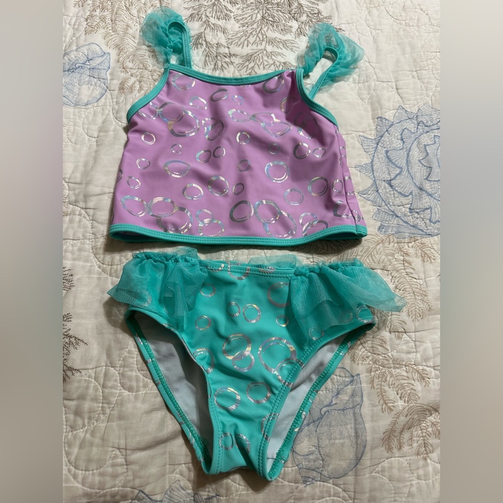 Disney Store 2 piece Ariel Little Mermaid tutu Swimsuit size 5/6 GUC
